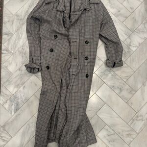 NSF Black and Gray Plaid Trench Coat